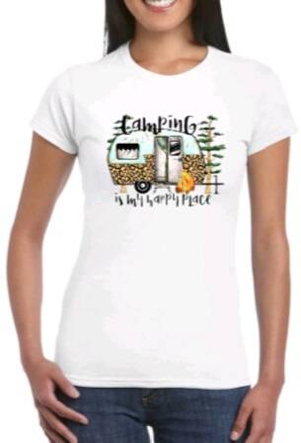 Camping is my happy place - Dames shirt
