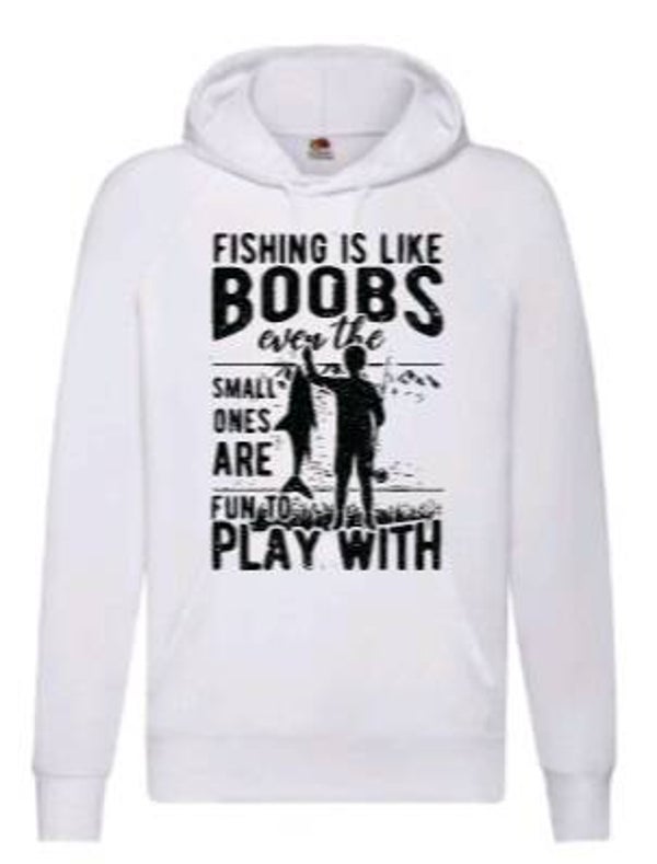 Fishing is like boobs - Heren hoodie