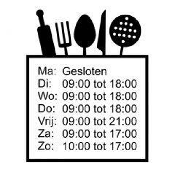 Openingstijden - keuken/restaurant