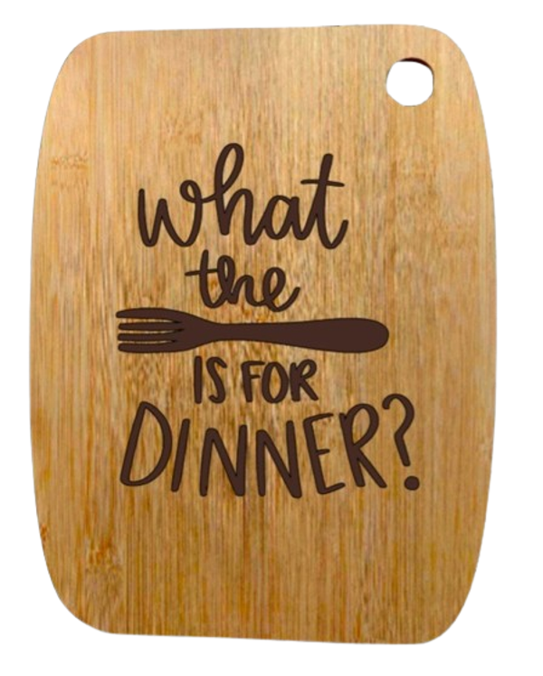 "What the fork is for dinner?" - Bamboo snijplank