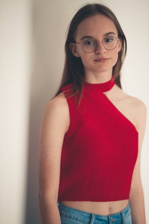 One shoulder topje rood