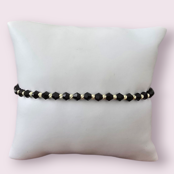 Bratara cu pietre Cristale Biconice si 26 bilute aur 14k