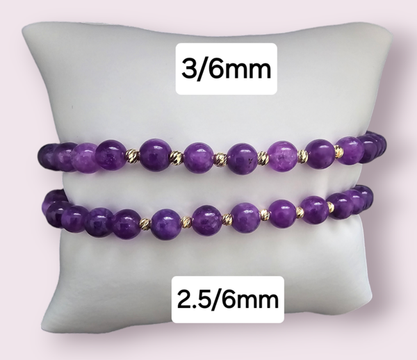 Bratara cu pietre Ametist si 6 bilute aur 14k