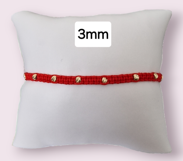 Bratara din snur shamballa cu bilute din aur de 14k