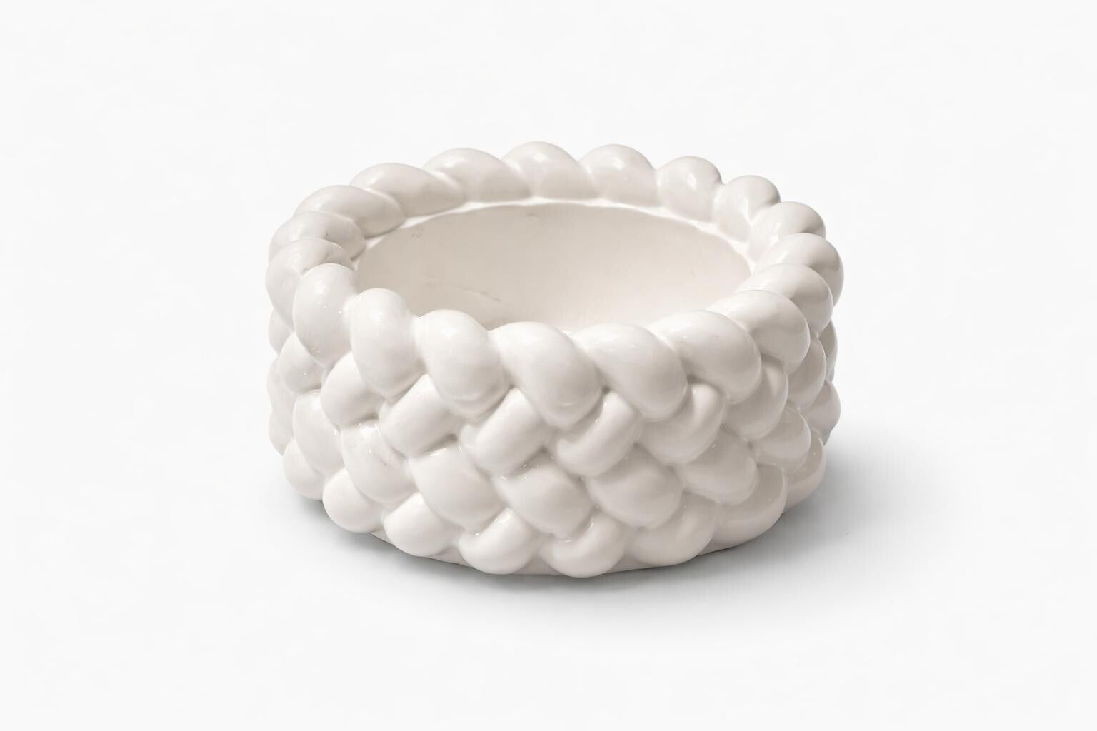 Handcrafted Ceramic Dust Braided Bowl - Elegant Decorative & Candle Holder