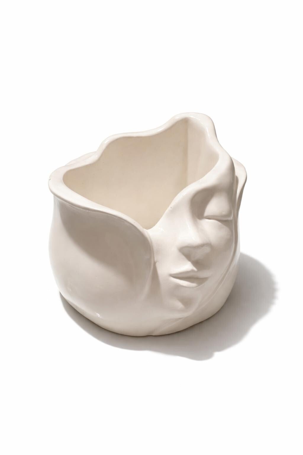 Abstract Face Ceramic Powder Bowl - Handmade Sculptural Decorative Container & Candle Holder