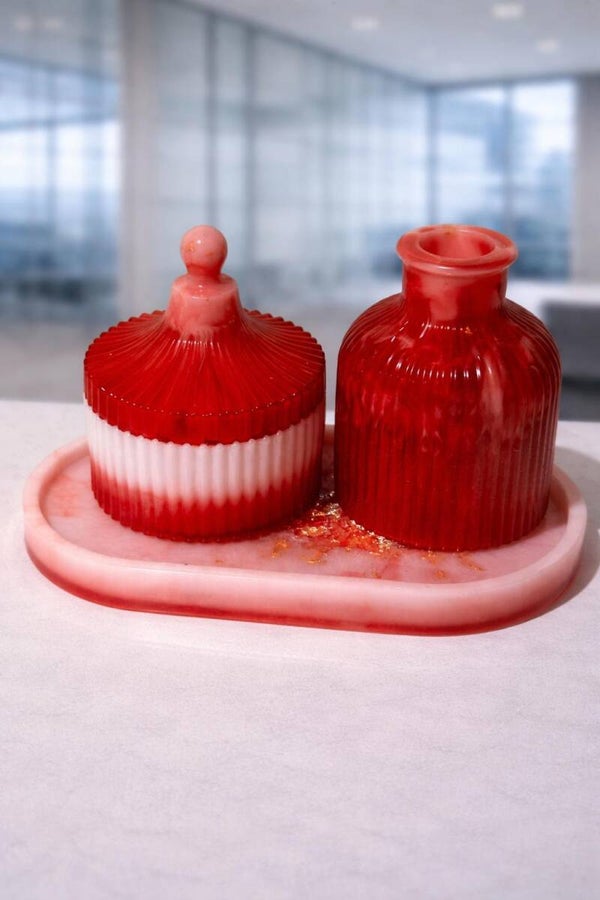 Ruby Blush Resin Décor Set
