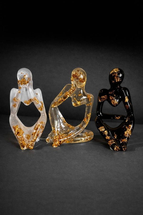 Abstract Figurine Set with Gold Flakes