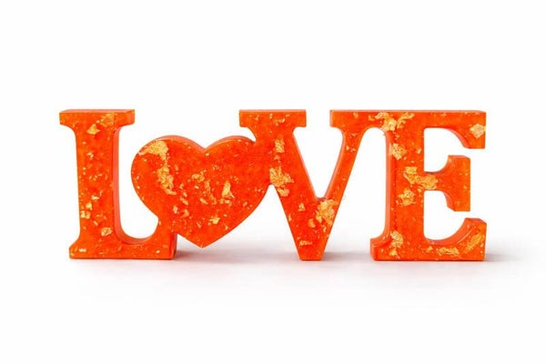 Resin “LOVE” Decorative Sign with Gold Flakes