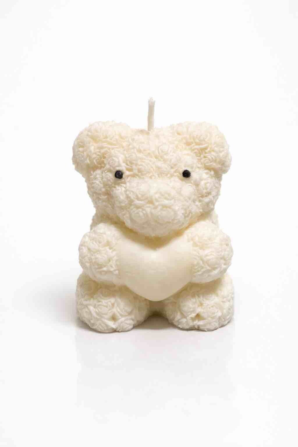 Teddy Bear Soy Candle with Floral Detail - Scented Gift Candle