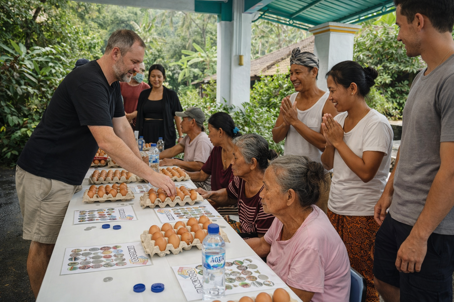 Bali Family Foundation Elderly Bingo game winning food. Bali charity. BFF