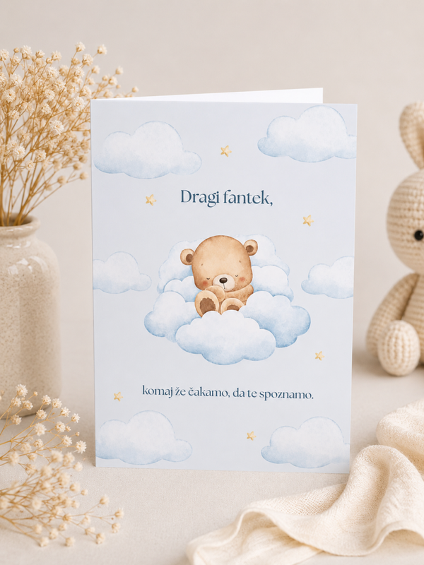 Voščilnica Baby shower - DRAGI FANTEK