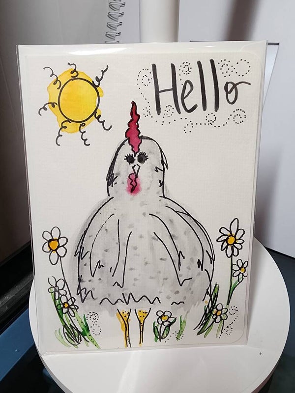 Hello! Greeting Card Chicken