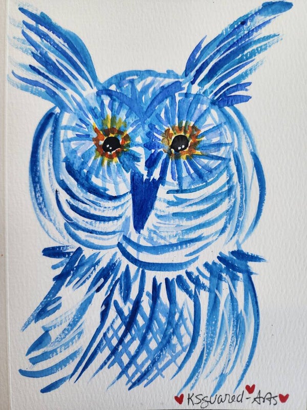 Percival the Owl 5x7 original watercolor