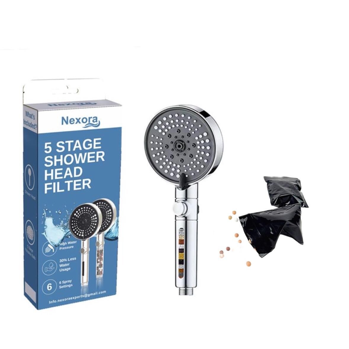 Nexora High Pressure Shower Head Filter + 1 Replacement