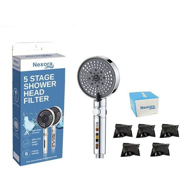Nexora Combo High Pressure Shower Head Filter + 6 Replacements