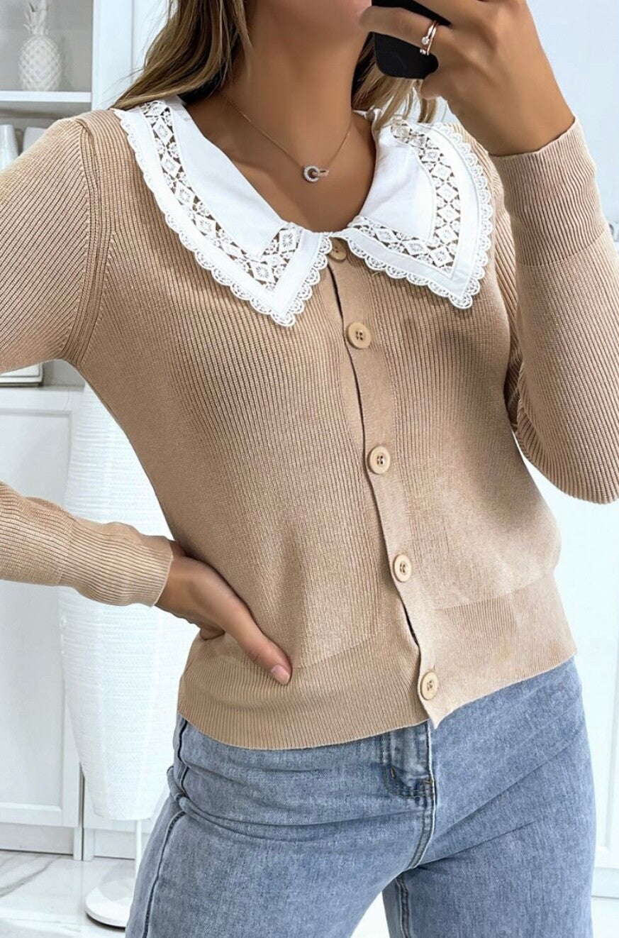 GILET À COL CLAUDINE