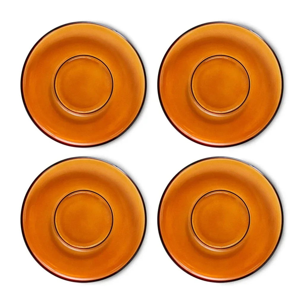 HK - 70s Saucers Glass Amber (Set of 4) (sale)