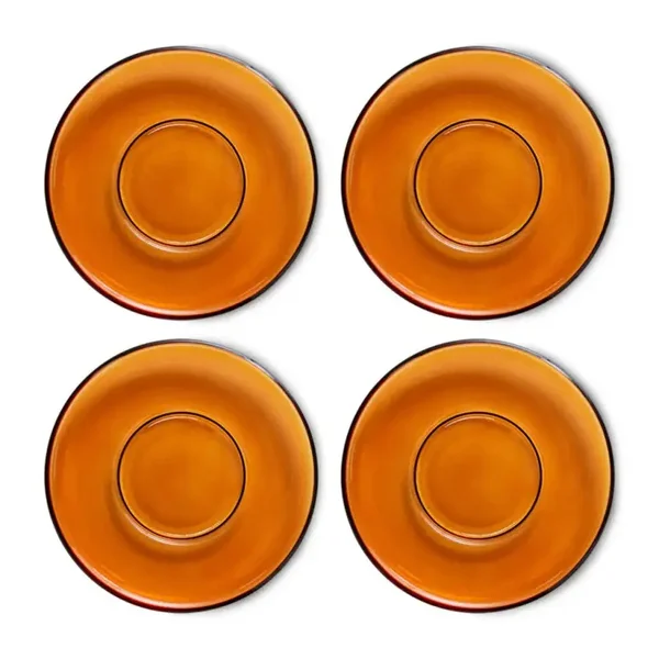 HK - 70s Saucers Glass Amber (Set of 4) (sale)