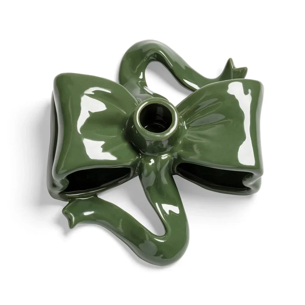 Candle Holder Ribbon Green (sale)