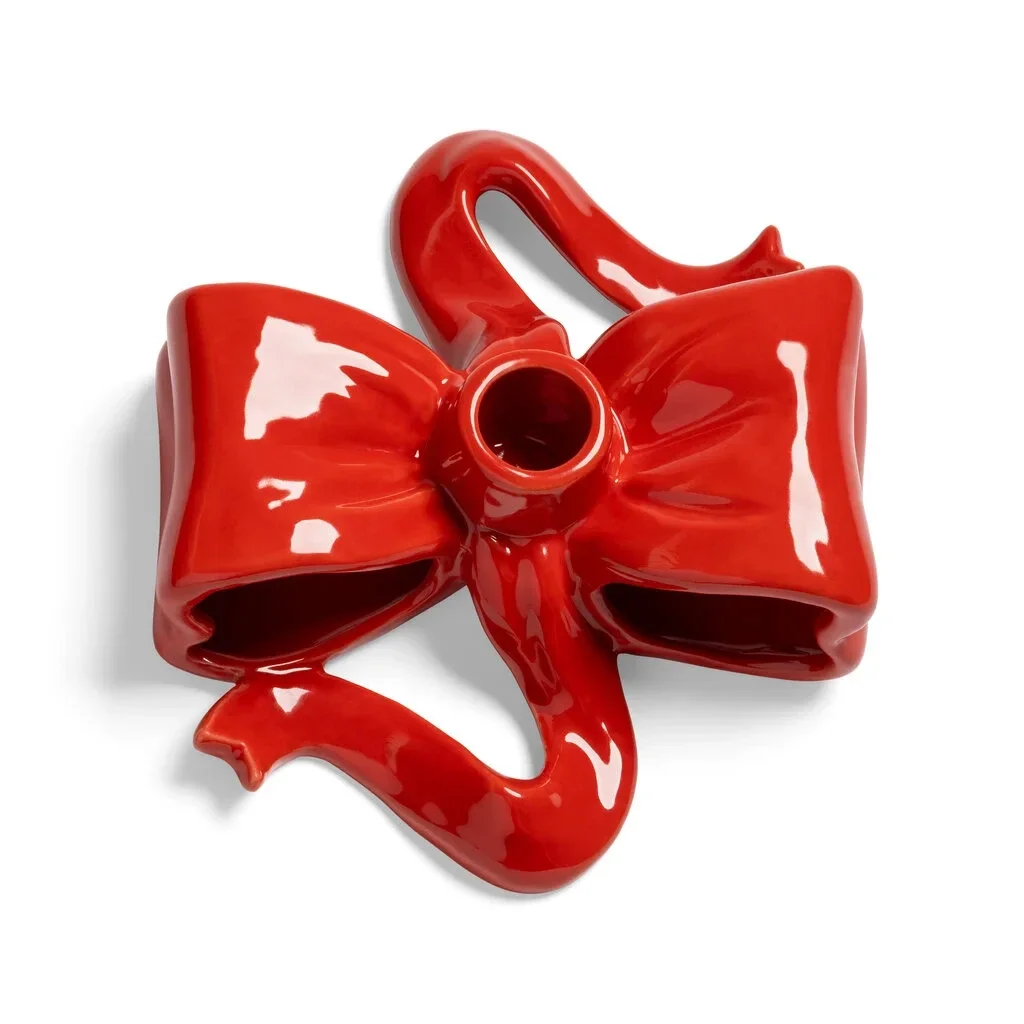 Candle Holder Ribbon Red (sale)