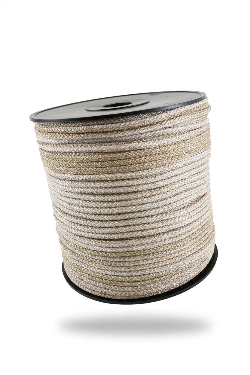 Polyestersnor 6 mm mix gull og sølv