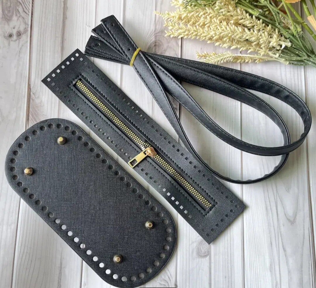 Veskesett med bunn, glidelås og håndtakssett