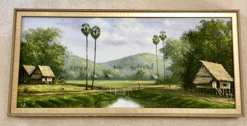 TOILE  ENCADREE ASIE