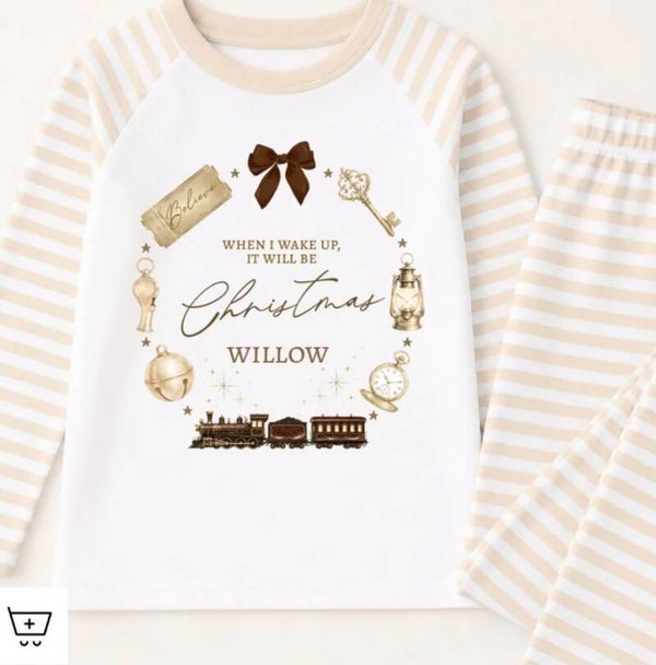 Beige childrens chrismas pjs