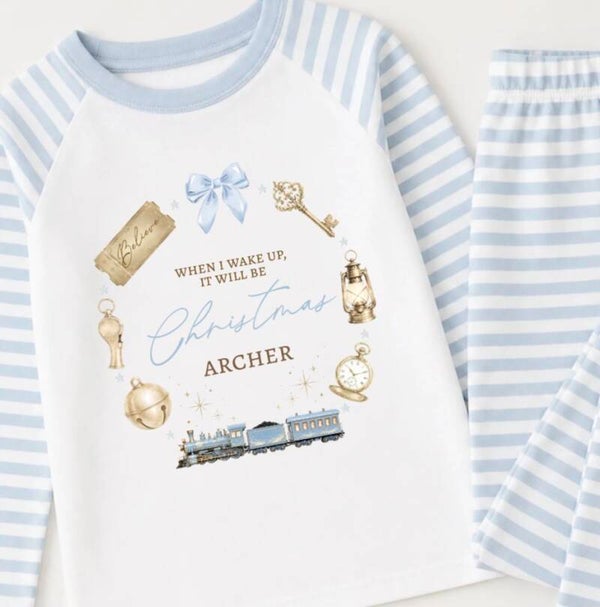 Blue childrens chrismas pjs