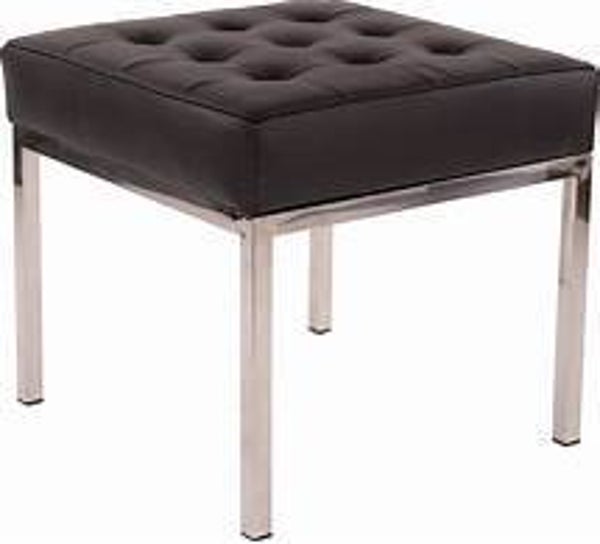 Black leather footstool