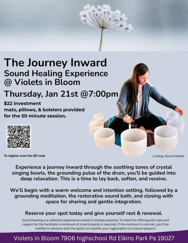 A Journey Inward ~ Sound Healing with Lindsay Thursday, January 22nd