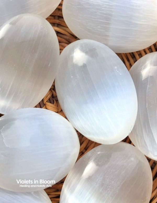 Selenite Palm Stones
