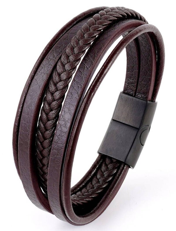 Leather and stones armband