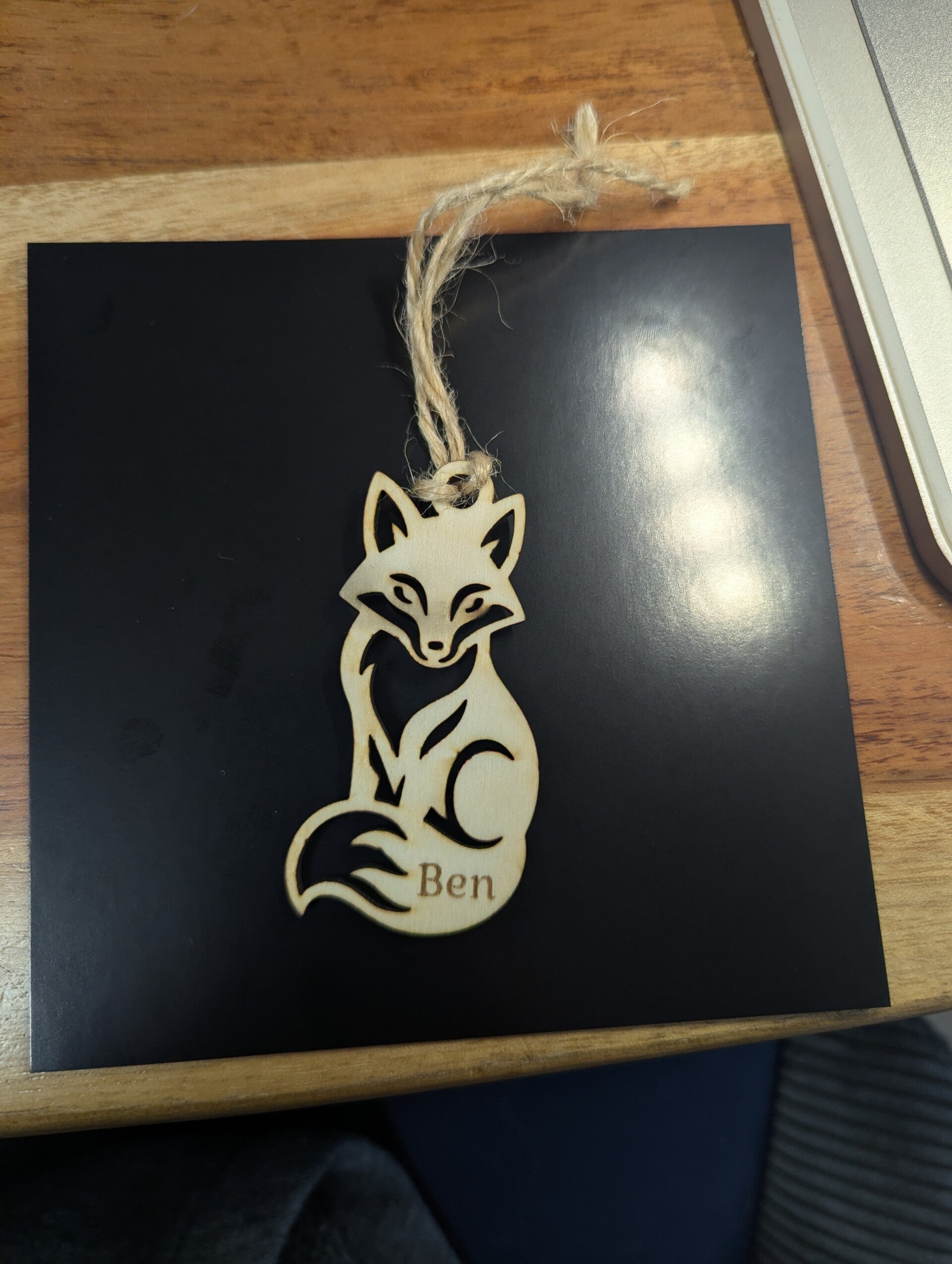 Personalisierter Holzanhänger Fuchs