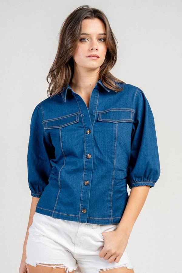 Denim Fitted Silhouette Shirt