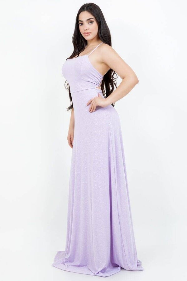 Stellara Glitter Lace-up Gown