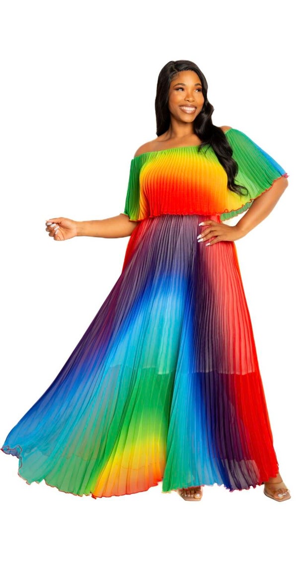 Vibrant Pleated Maxi