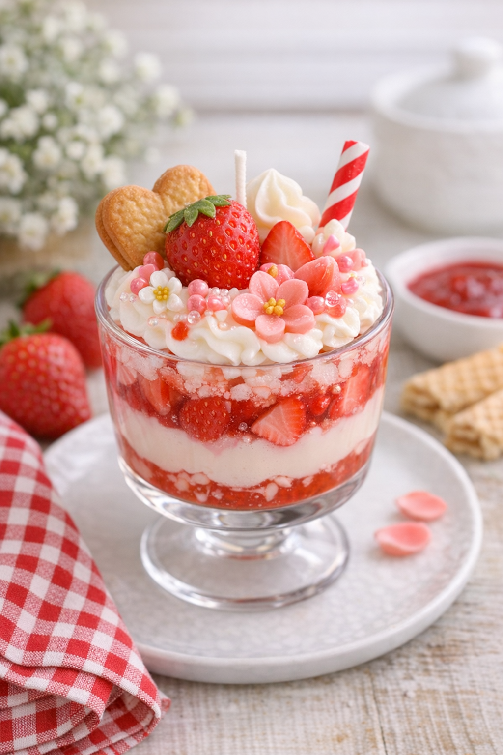 Strawberry Shortcake Dessert Candle