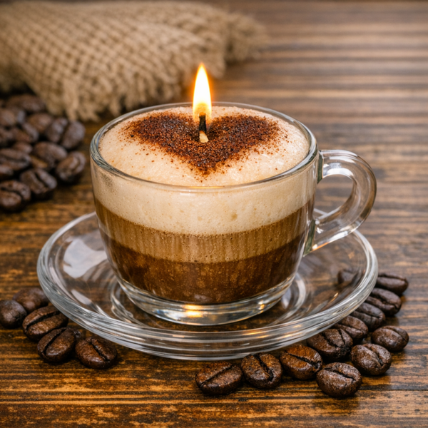 Cappuccino Candle in Clear Glass Mug