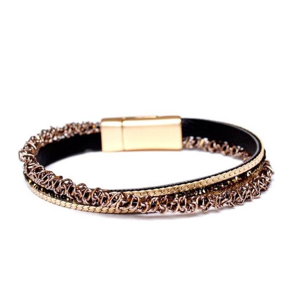 Armband in bruin en goud magnetische sluiting Biba