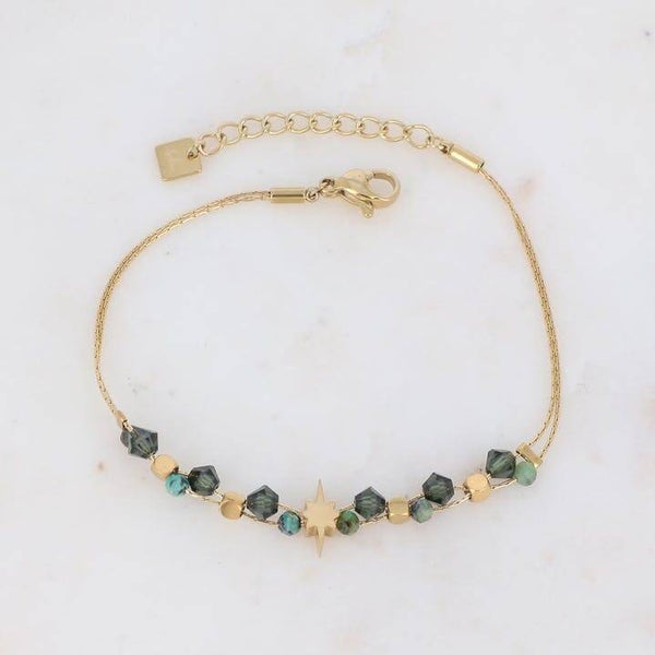 Armband in goud en groen