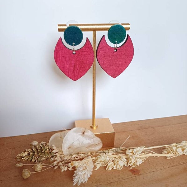 Diep roze statement oorbellen