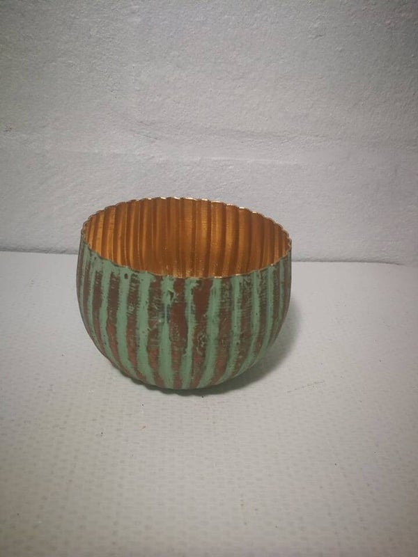 Theelicht in metaal met groene kleur - decoratie