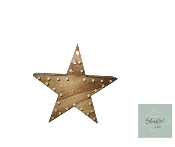 Houten ster met lampjes - personaliseerbaar