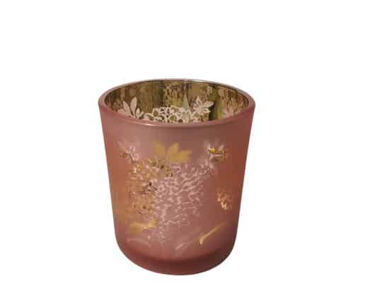 Roze gebloemd theelicht