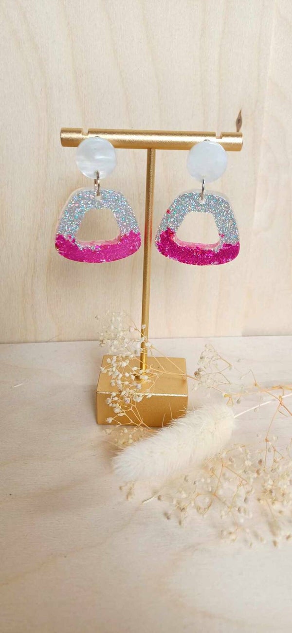 Pink glitter oorsteker