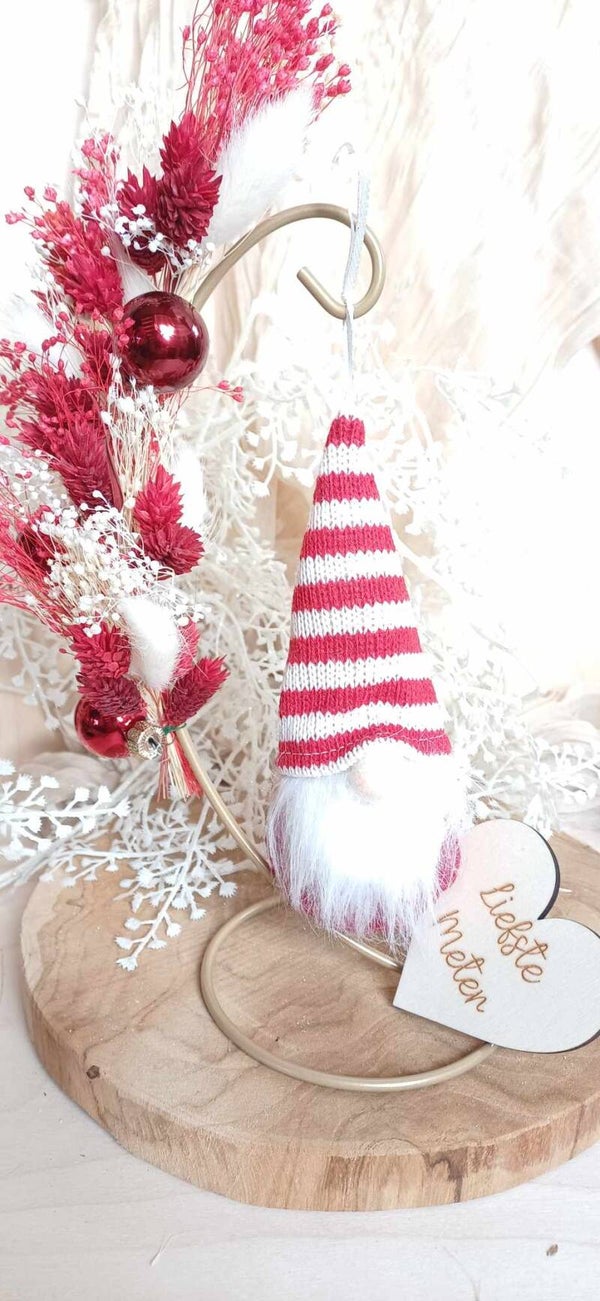 Rode gnome kerst staander