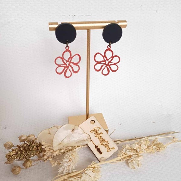 Rode bloemen oorhangers