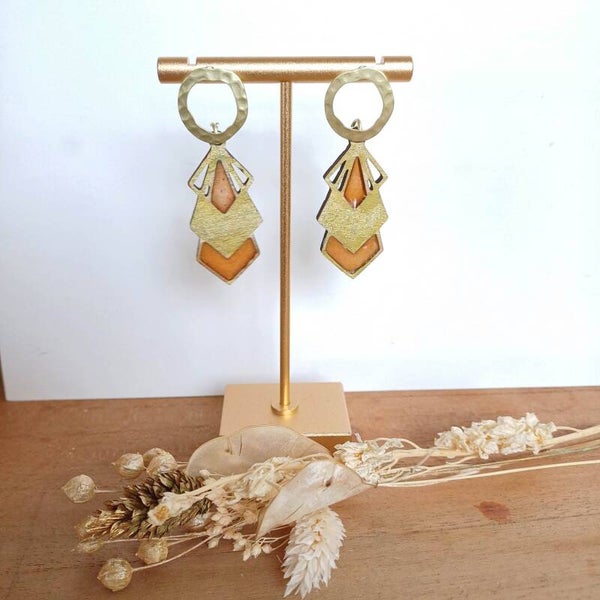 Ronde houtkleurige houten oorbellen